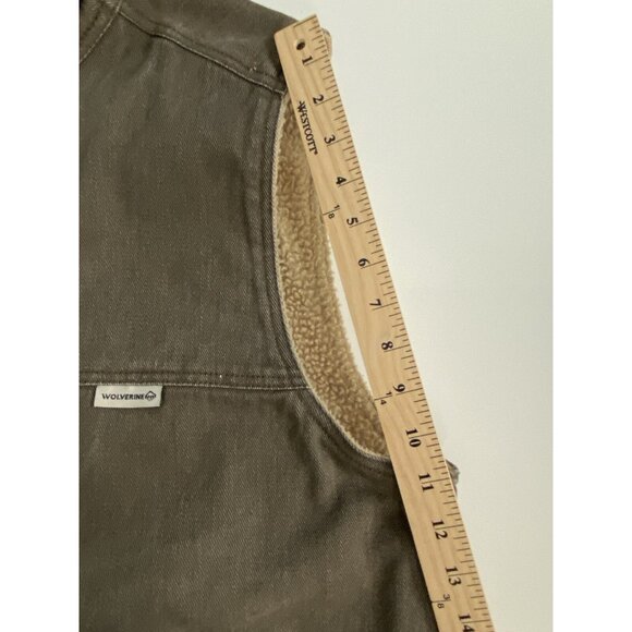 Wolverine Upland Sherpa Lined Gray Vest Twill Cotton Men’s Large Full Zip - Picture 16 of 16